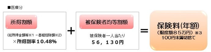所得割額+被保険者均等割額＝保険料（年額）