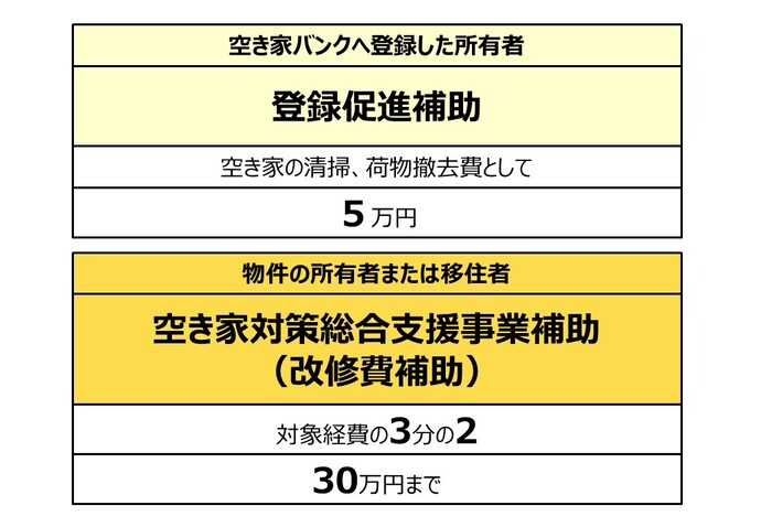 表：補助の種類及び金額